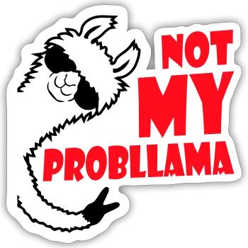 Lama Cool Lunettes de Soleil Pas Ma Main De Paix Problama - Sticker taille S (10 x 10 cm) - blanc mat - Devant