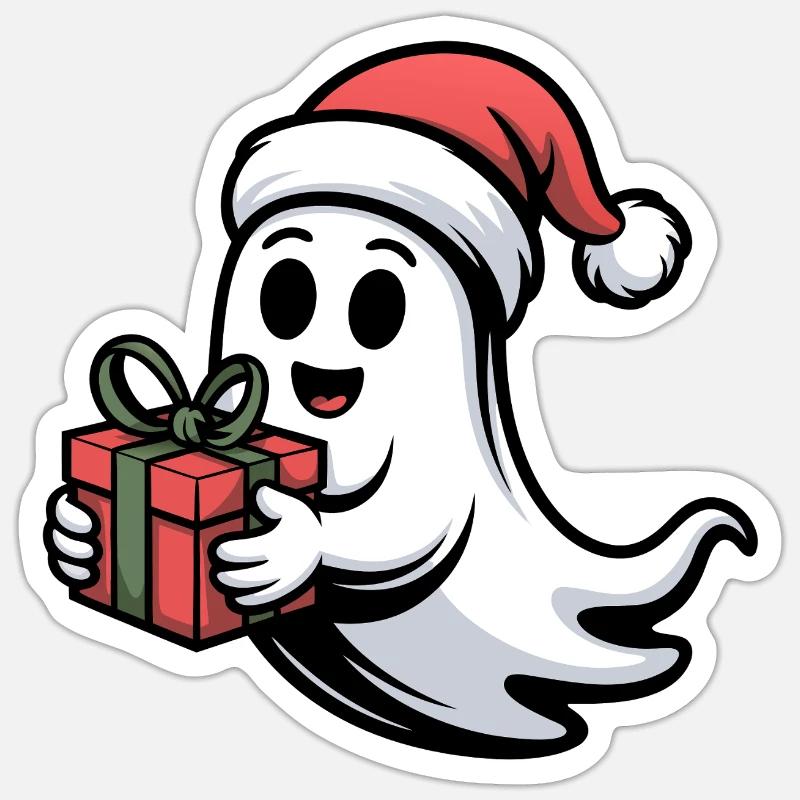 Weihnachtsgeist mit Geschenk - Sticker taille S (10 x 10 cm) - blanc mat