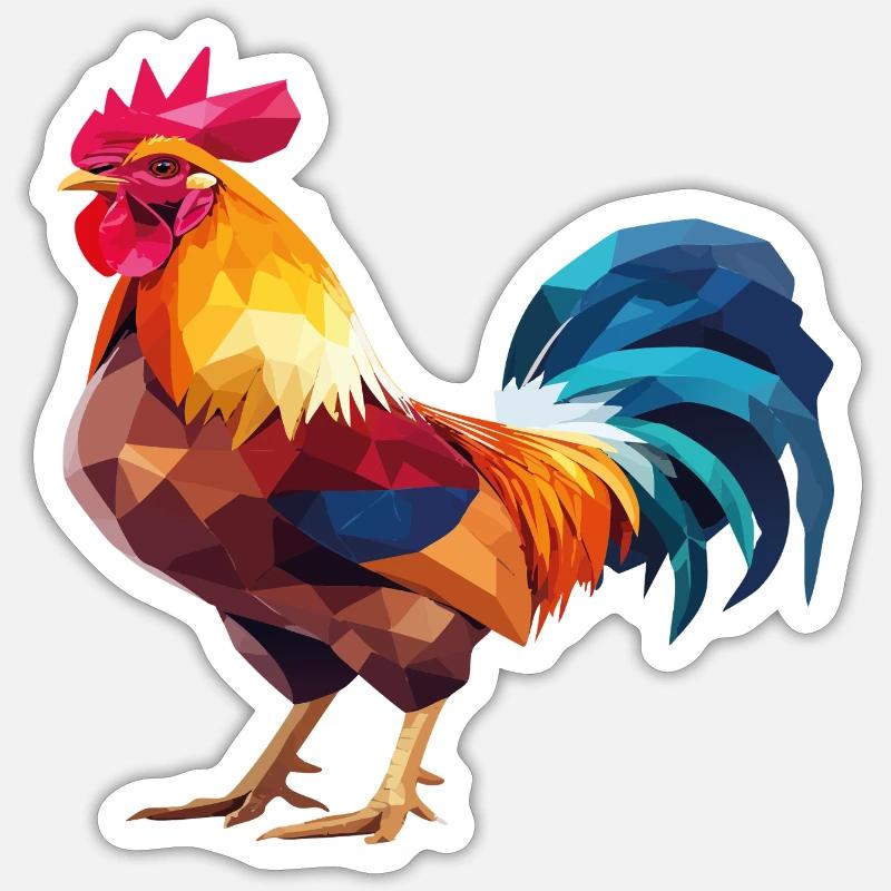 Hahnp3 - Sticker Größe S (10 x 10 cm) - Mattweiß