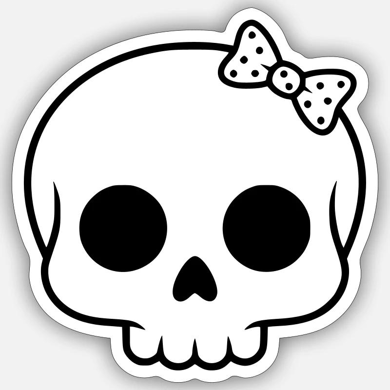 Cute skull with bow | Girly Goth Sticker size S (10 x 10 cm)