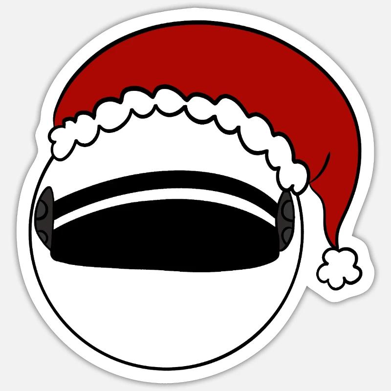 Weihnachtsmann   Helm  - Sticker Größe S (10 x 10 cm) - Mattweiß