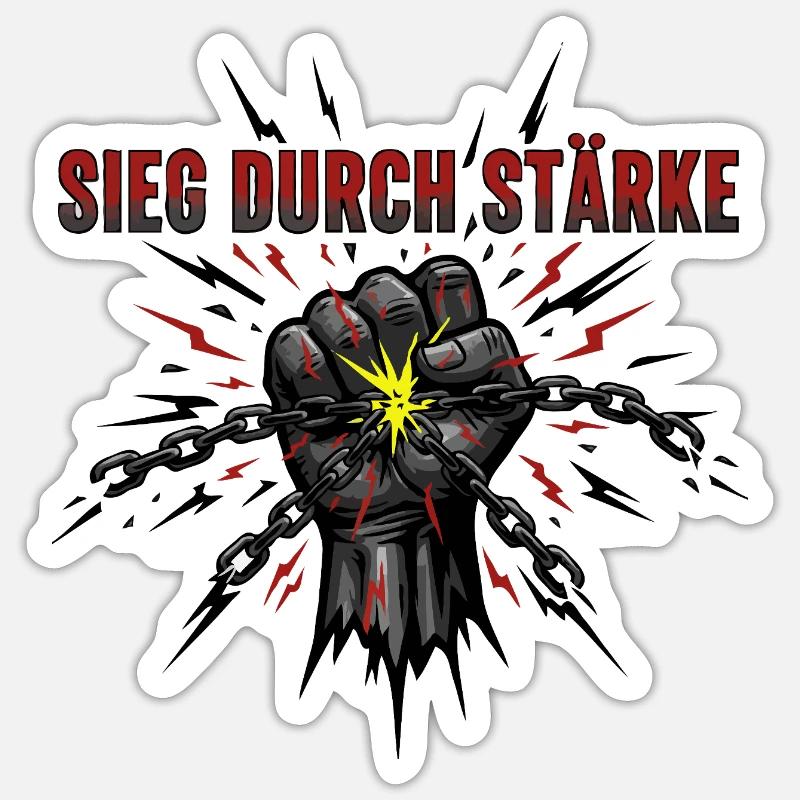 Sieg durch Stärke - Sticker size S (10 x 10 cm) - white matte