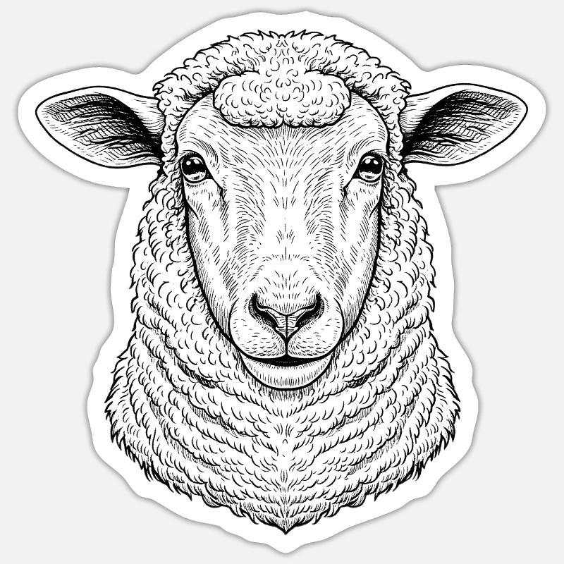 Schaf - Sticker Größe S (10 x 10 cm) - Mattweiß