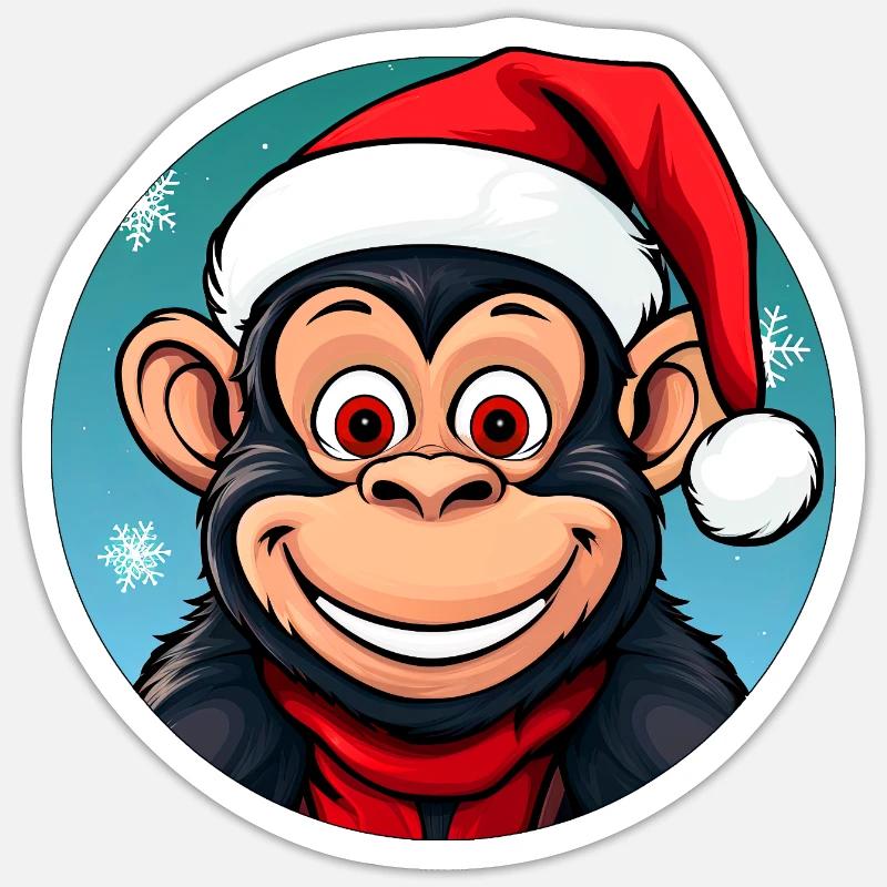 Monkey Christmas Sticker size S (10 x 10 cm)