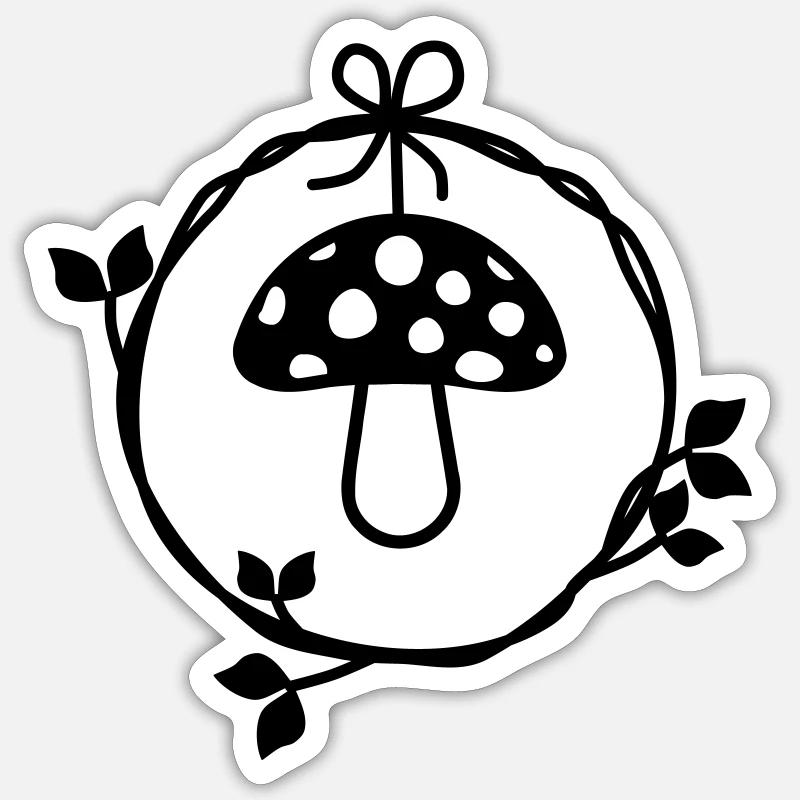 Toadstool in the wreath of leaves Sticker size S (10 x 10 cm)