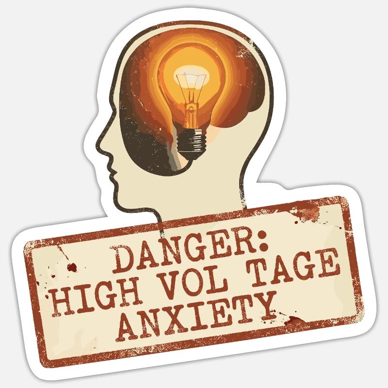 High Voltage Anxiety Warnschild - Sticker Größe S (10 x 10 cm) - Mattweiß
