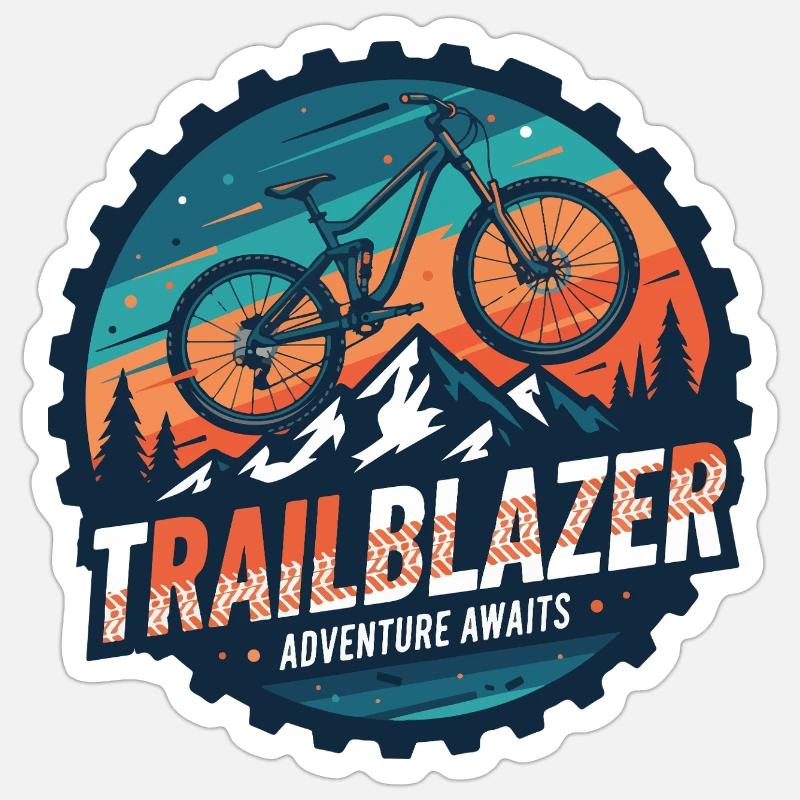 Aventure de VTT Trailblazer - Sticker taille S (10 x 10 cm) - blanc mat