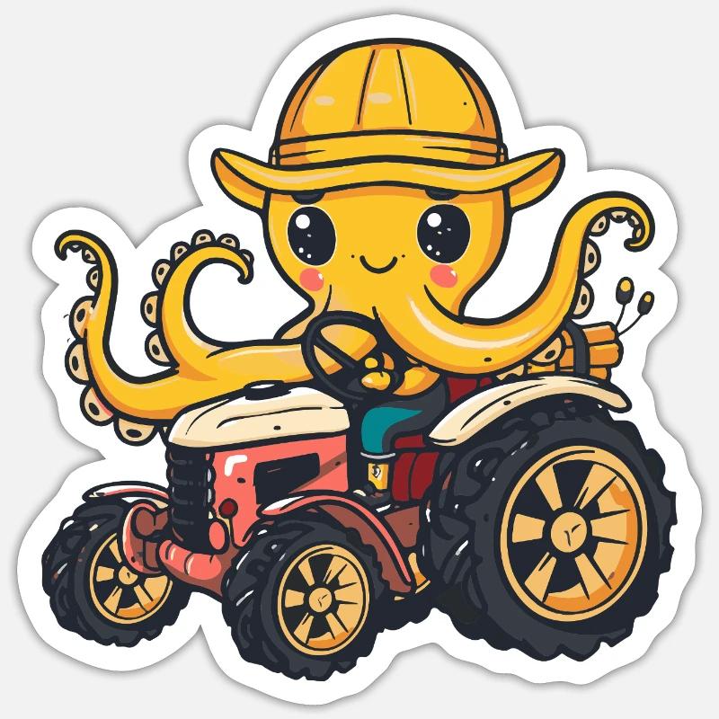 Exploitant de tracteurs pieuvres - Sticker taille S (10 x 10 cm) - blanc mat