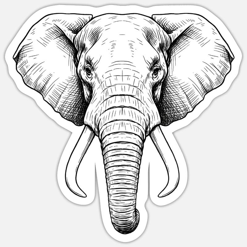 Éléphant - Sticker taille S (10 x 10 cm) - blanc mat