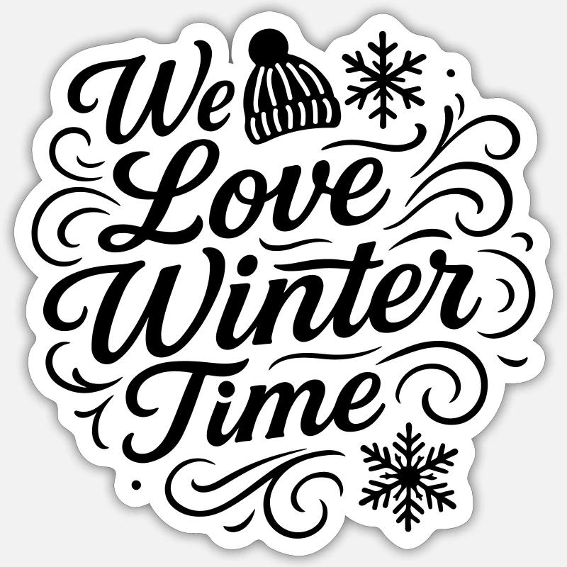 Nous aimons l’hiver - Sticker taille S (10 x 10 cm) - blanc mat