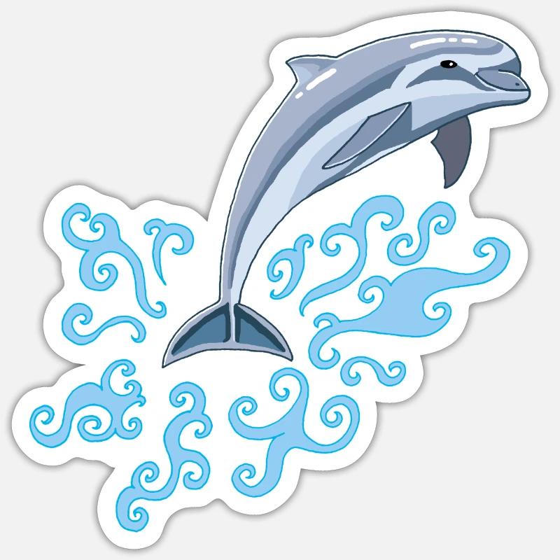 Der Sprung des Delfins - Sticker Größe S (10 x 10 cm) - Mattweiß