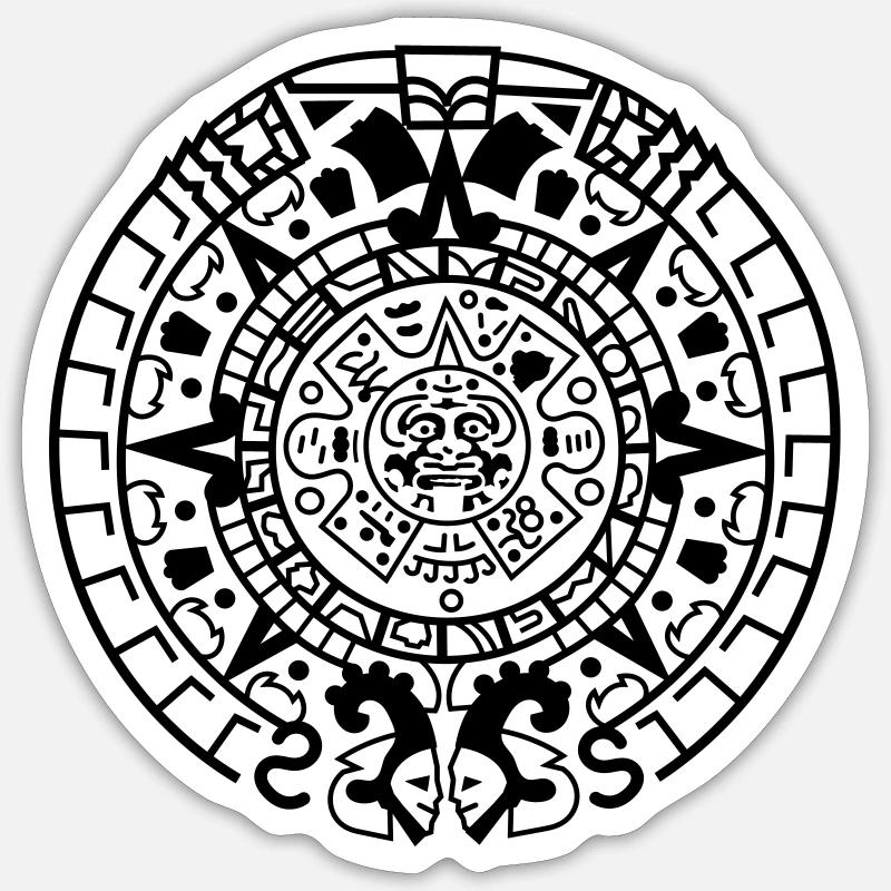 Maya Kalender - Sticker Größe S (10 x 10 cm) - Mattweiß