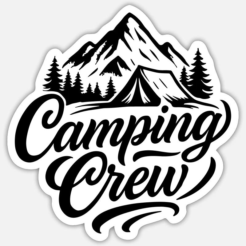 Camping Crew Tent Mountains - Sticker size S (10 x 10 cm) - white matte
