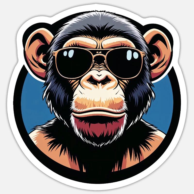 Monkey with sunglasses circle Sticker size S (10 x 10 cm)