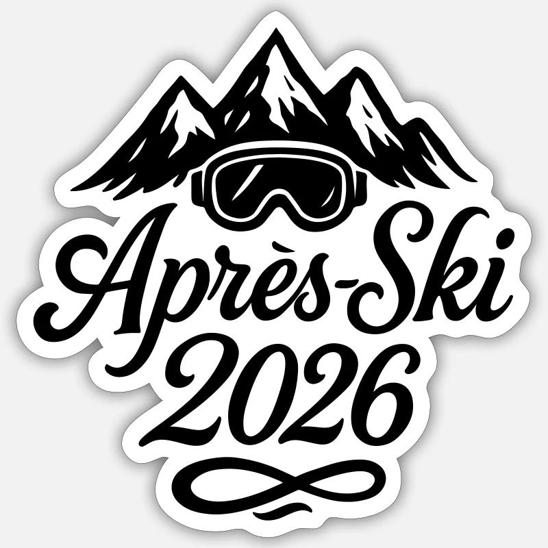 Après-ski 2026 - Sticker taille S (10 x 10 cm) - blanc mat