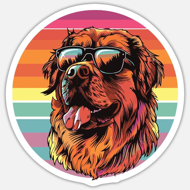 Sunglasses dog in rainbow style - Sticker size S (10 x 10 cm) - white matte
