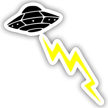 UFO Invasion Lightning Attack Alien Vector - Sticker size S (10 x 10 cm) - white matte - Front