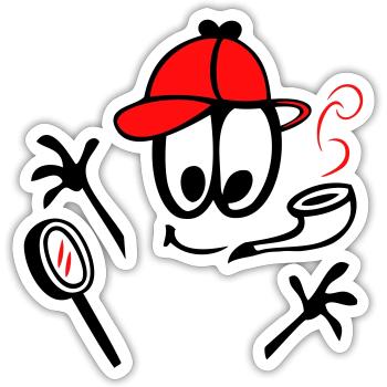 Detektiv mit Pfeife - Sticker Größe S (10 x 10 cm) - Mattweiß - Vorne