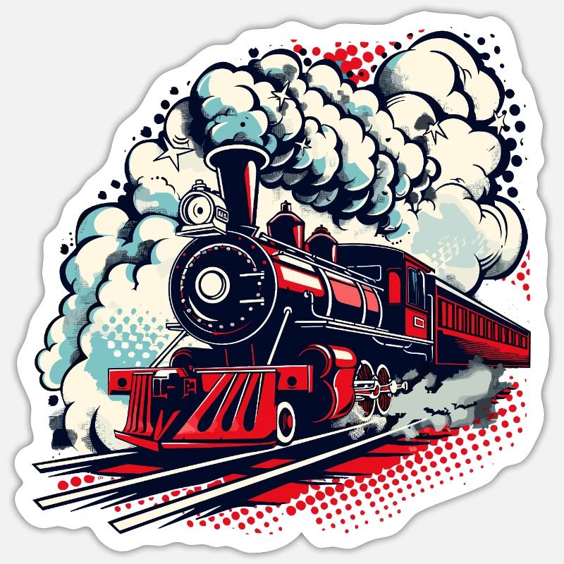 Dampflok - Sticker Größe S (10 x 10 cm) - Mattweiß