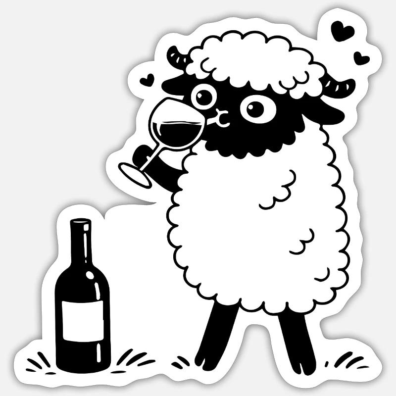 Sheep wine - Sticker size S (10 x 10 cm) - white matte