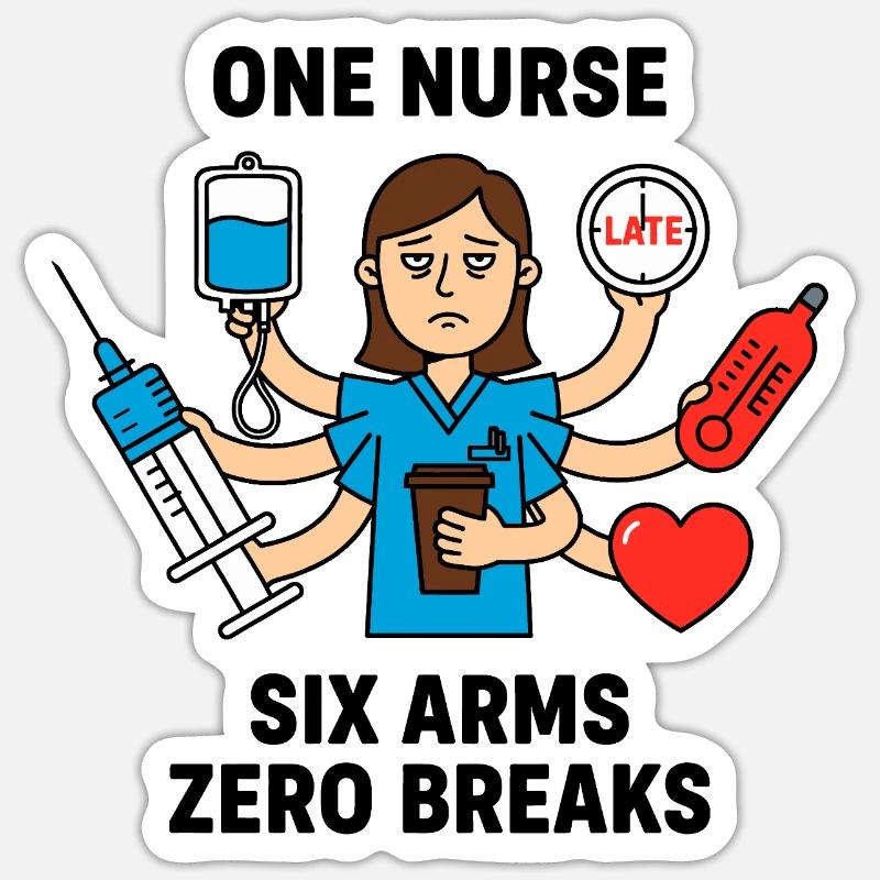 Overwhelmed Nurse Multitask Mayhem Sticker size S (10 x 10 cm)