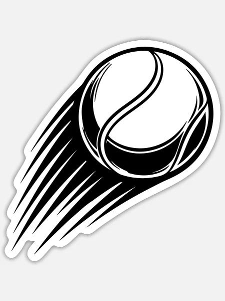 Tennisball Bewegung Schwarz Symbol - Sticker Größe S (10 x 10 cm) - Mattweiß