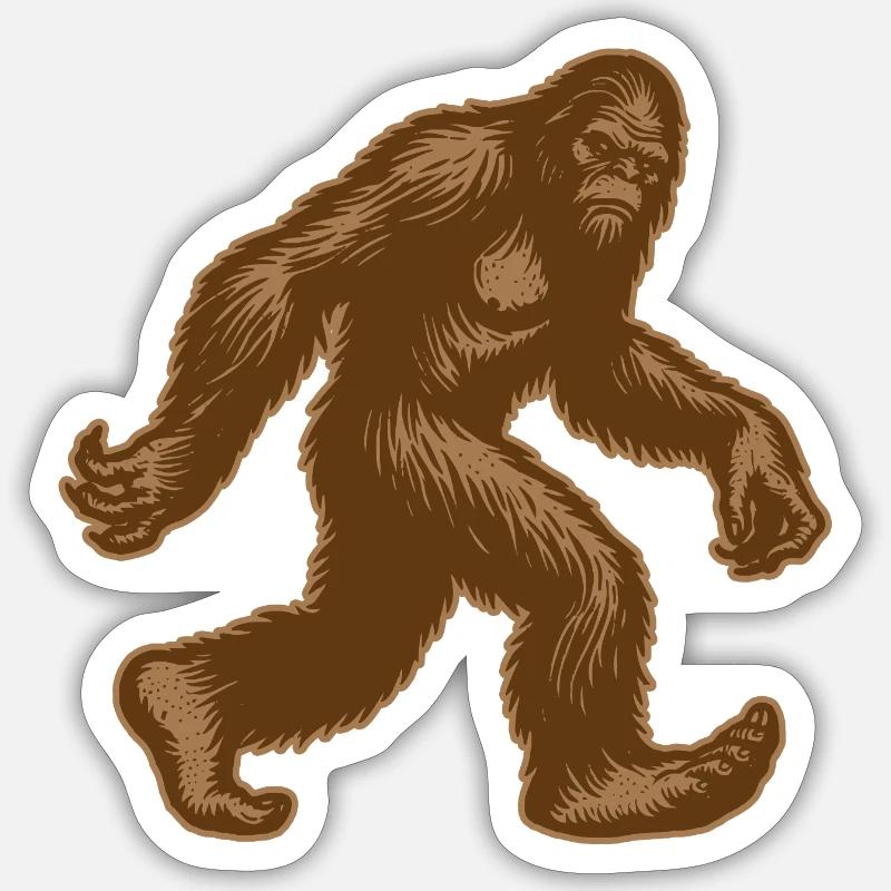 Sasquatch Bigfoot-Wandern - Sticker Größe S (10 x 10 cm) - Mattweiß