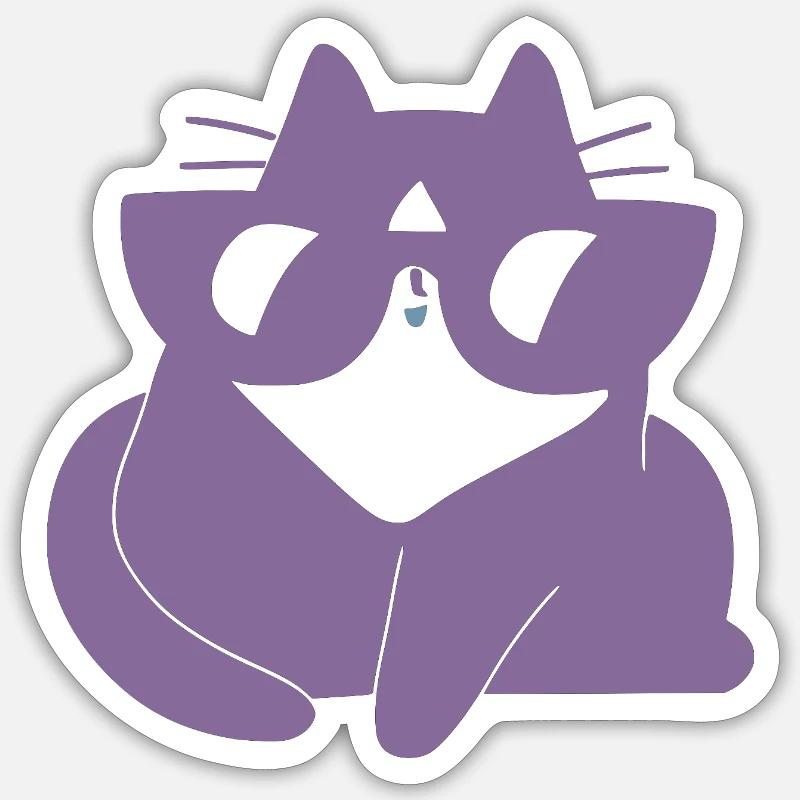 Chat Câlin Violet Chat de rêve - Sticker taille S (10 x 10 cm) - blanc mat