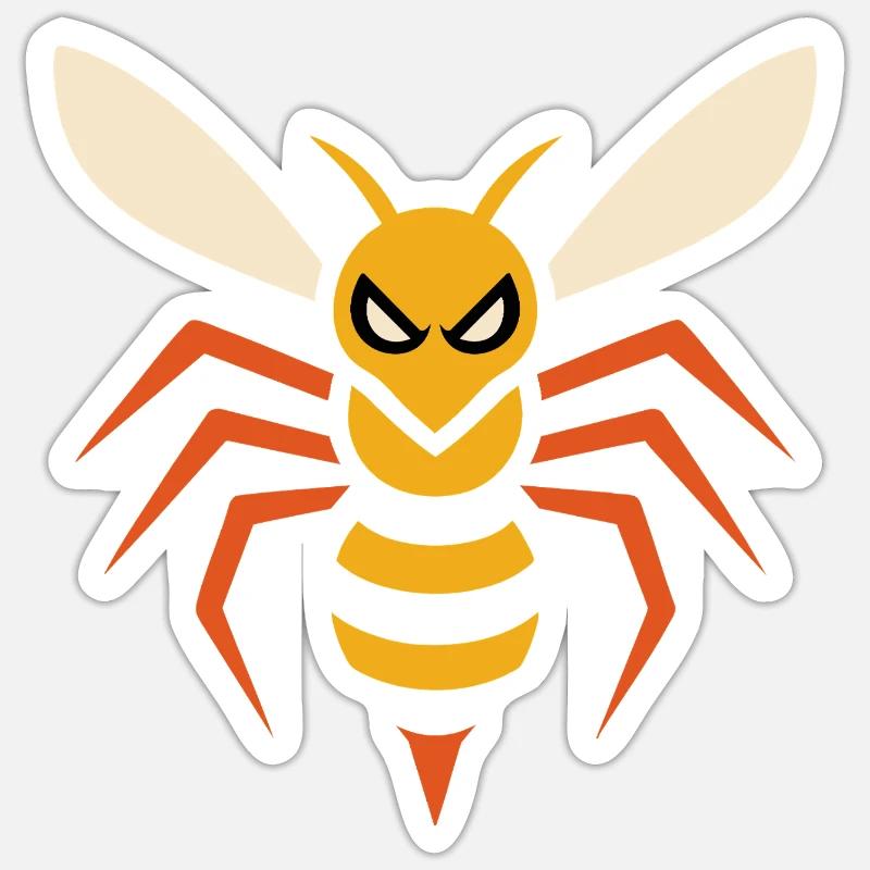 Angry Hornet – angular insect graphic Sticker size S (10 x 10 cm)