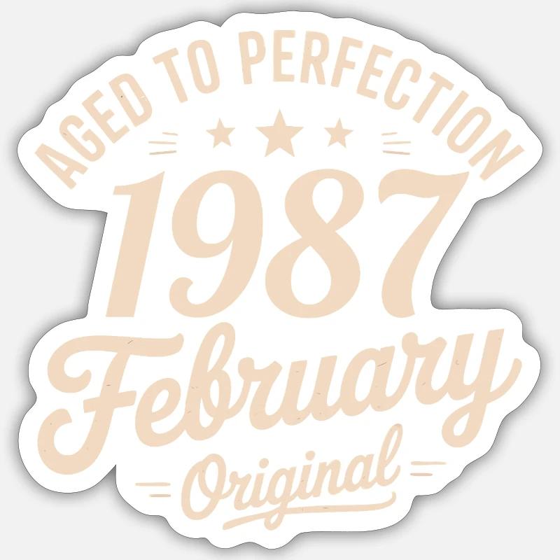 Février 1987 - February 1987 - Sticker taille S (10 x 10 cm) - blanc mat