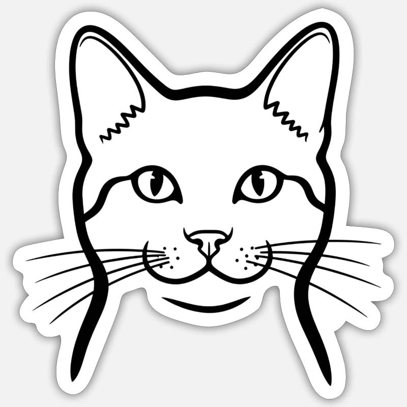 Gribouillis de Chat Minimum Animaux - Sticker taille S (10 x 10 cm) - blanc mat