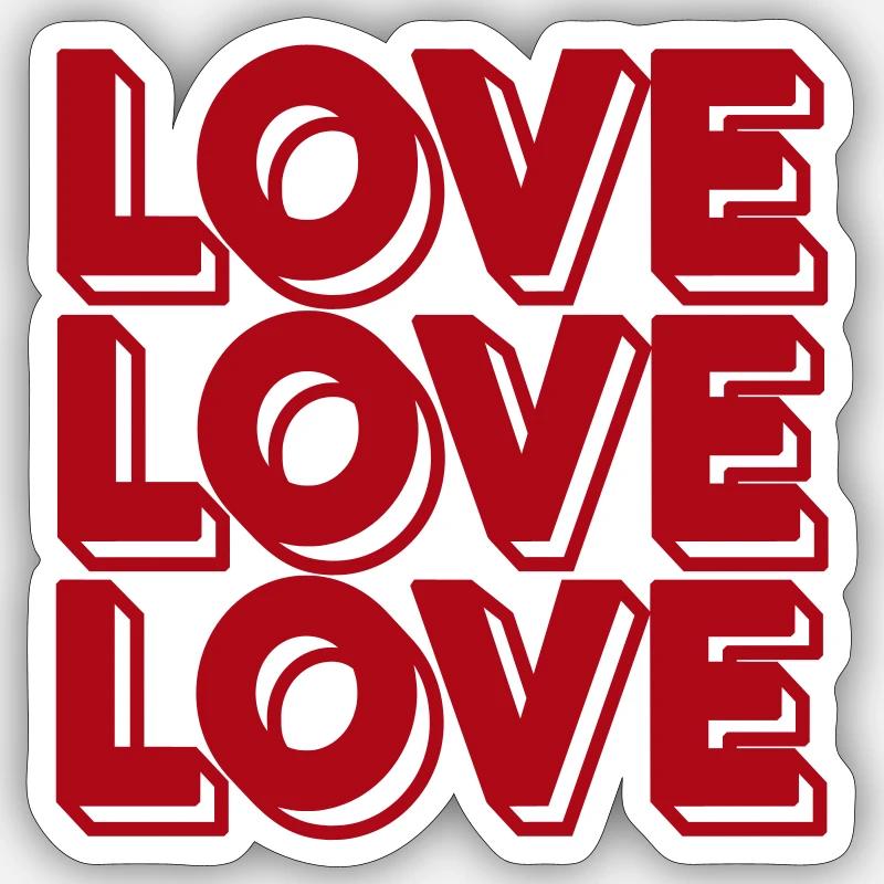 Retro Love Typografie - Sticker Größe S (10 x 10 cm) - Mattweiß