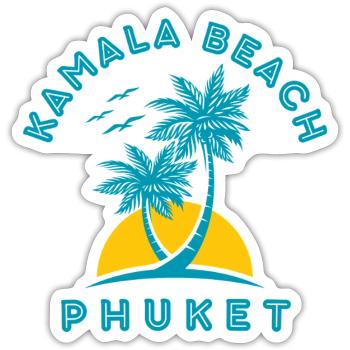 Kamala Beach Phuket Sonnenuntergangspalme - Sticker Größe S (10 x 10 cm) - Mattweiß - Vorne