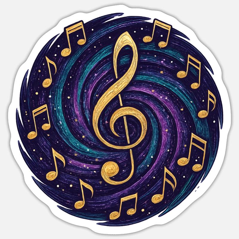 Cosmic Musical Notes - Sticker size S (10 x 10 cm) - white matte