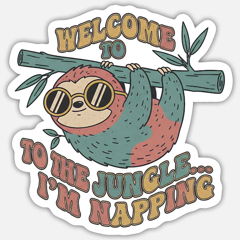 Dschungel-Faultier-Nickerchen - Sticker Größe S (10 x 10 cm) - Mattweiß