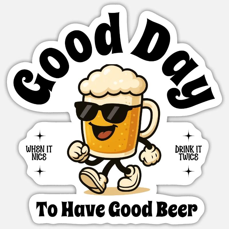 Bierheld im Sprint mit Sonnenbrille - Sticker Größe S (10 x 10 cm) - Mattweiß