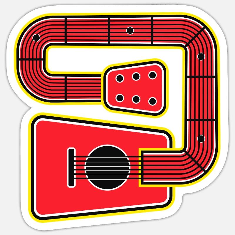 Rote Abstract Shape Gitarre - Sticker Größe S (10 x 10 cm) - Mattweiß