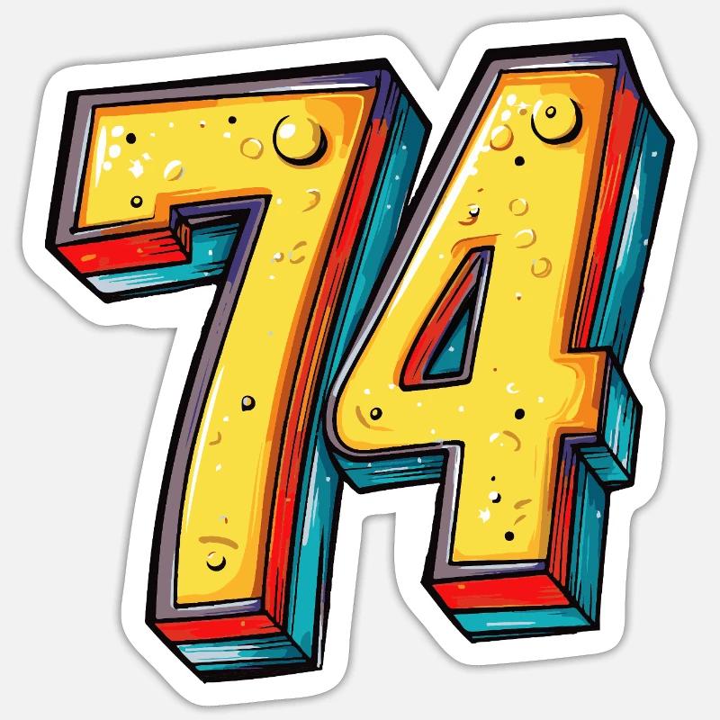 74 Number Colorful Sticker size S (10 x 10 cm)