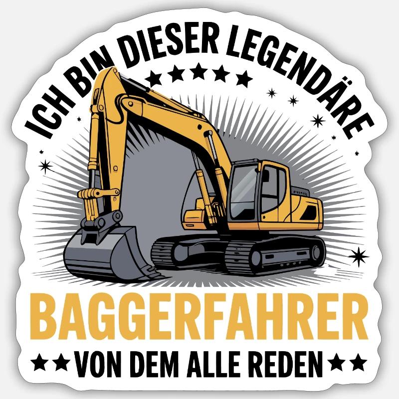 Baggerfahrer Bagger Sticker Größe S (10 x 10 cm)