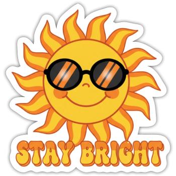 Bleib Bright Retro Groovy Smiling Sun Design - Sticker Größe S (10 x 10 cm) - Mattweiß - Vorne
