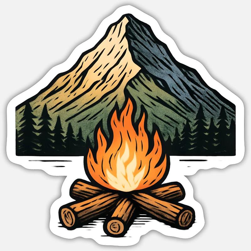 Bergcampfire Fire Magic - Sticker size S (10 x 10 cm) - white matte