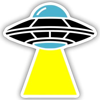 Vaisseau spatial extraterrestre OVNI Light - Sticker taille S (10 x 10 cm) - blanc mat - Devant
