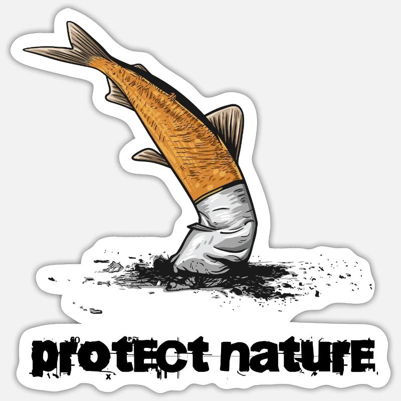 Naturschutz Gewässerschutz Zigarette - Sticker Größe S (10 x 10 cm) - Mattweiß