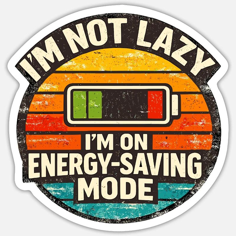 Energy Saving Mode Humor - Sticker size S (10 x 10 cm) - white matte