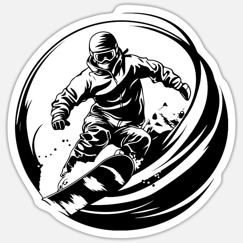 Snowboarding Man Silhouette - Sticker size S (10 x 10 cm) - white matte