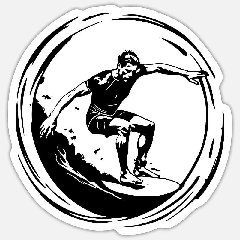 Surfer Mann Silhouette - Sticker Größe S (10 x 10 cm) - Mattweiß
