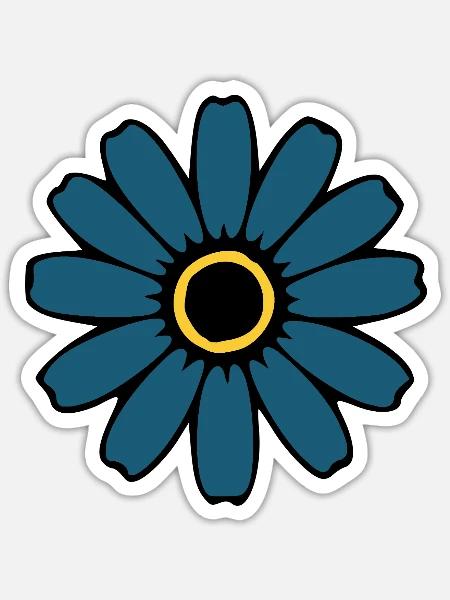 Blaue Blume Blumen Blüte Wildblumen Hippie - Sticker Größe S (10 x 10 cm) - Mattweiß