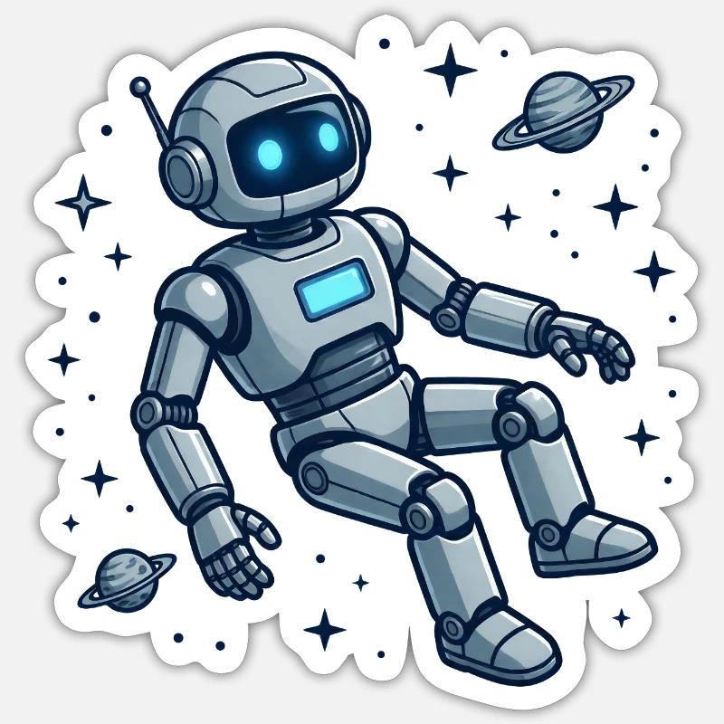 4 Le Robot dans l'espace Sticker taille S (10 x 10 cm)