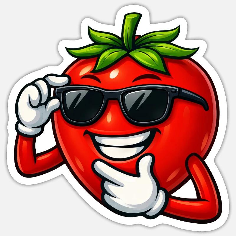 Cool Cartoon Tomato Comic Vegetable Fun - Sticker size S (10 x 10 cm) - white matte