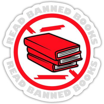 Read Banned Books Verbotene Bücher Lesen Freiheit - Sticker size S (10 x 10 cm) - white matte - Front